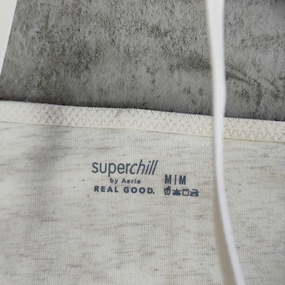 Superchill By Aerie Cotton Lace Corset Bra Top Womens Medium Heather Frost Crop - Picture 4 of 10